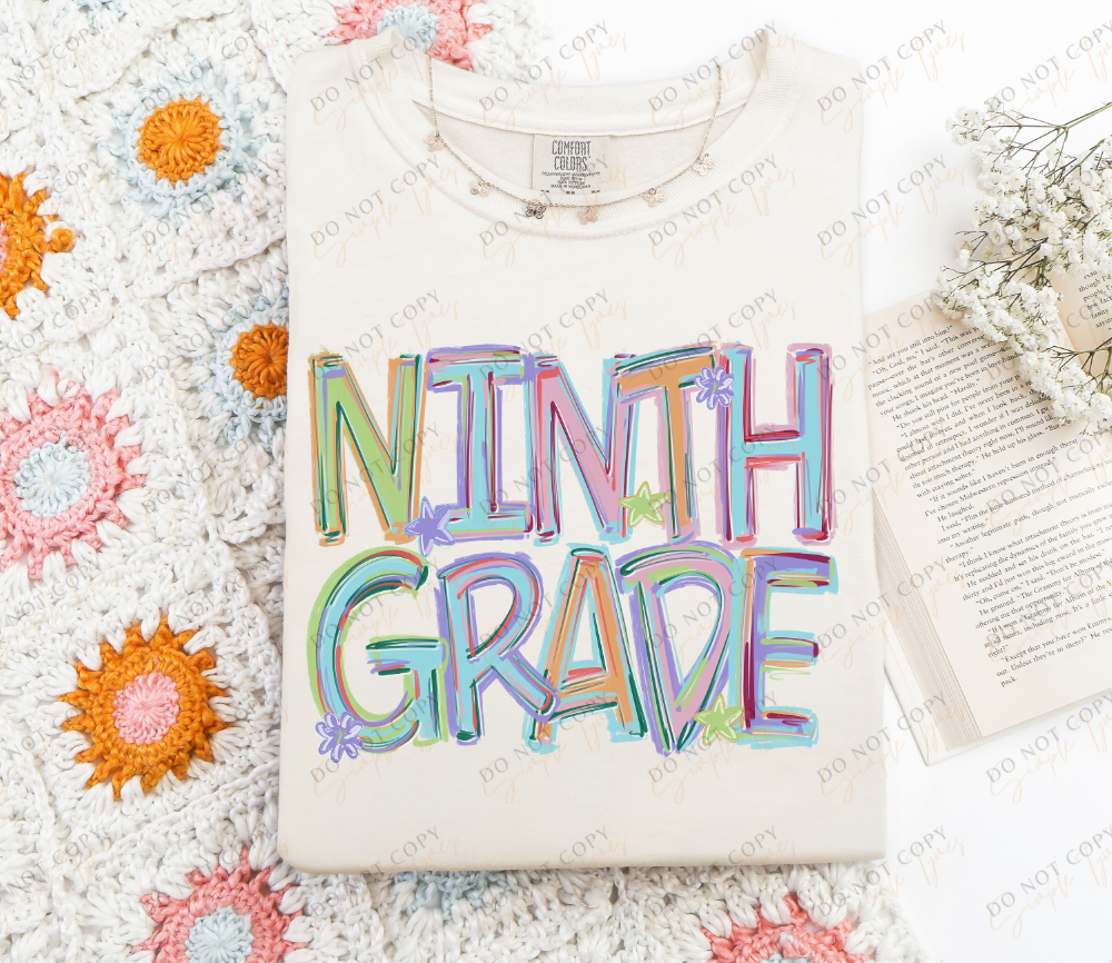 Back To School Tilted Words DTF Print