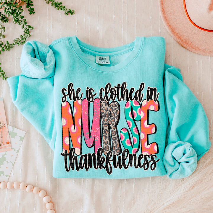 She Is Clothed In Thankfulness Titles DTF Print