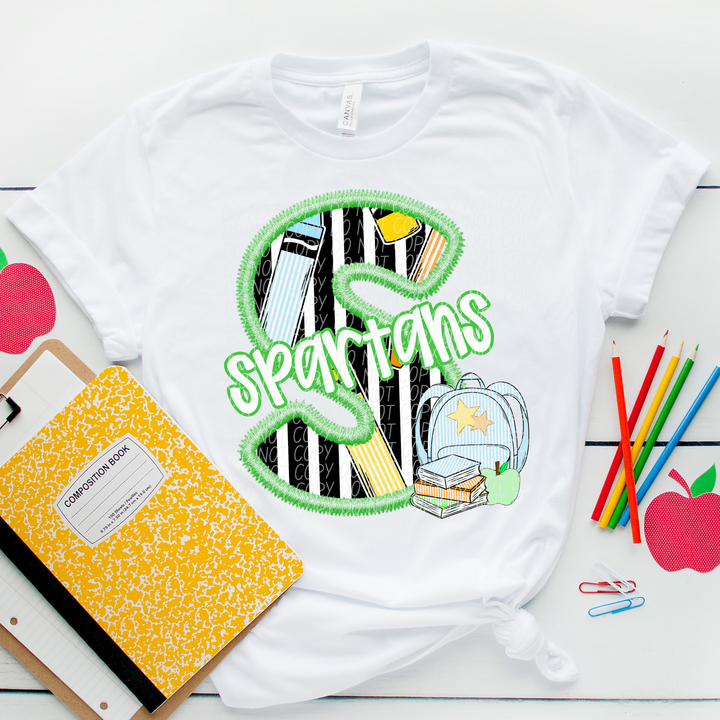 Green Letter Back to School Mascots DTF Print