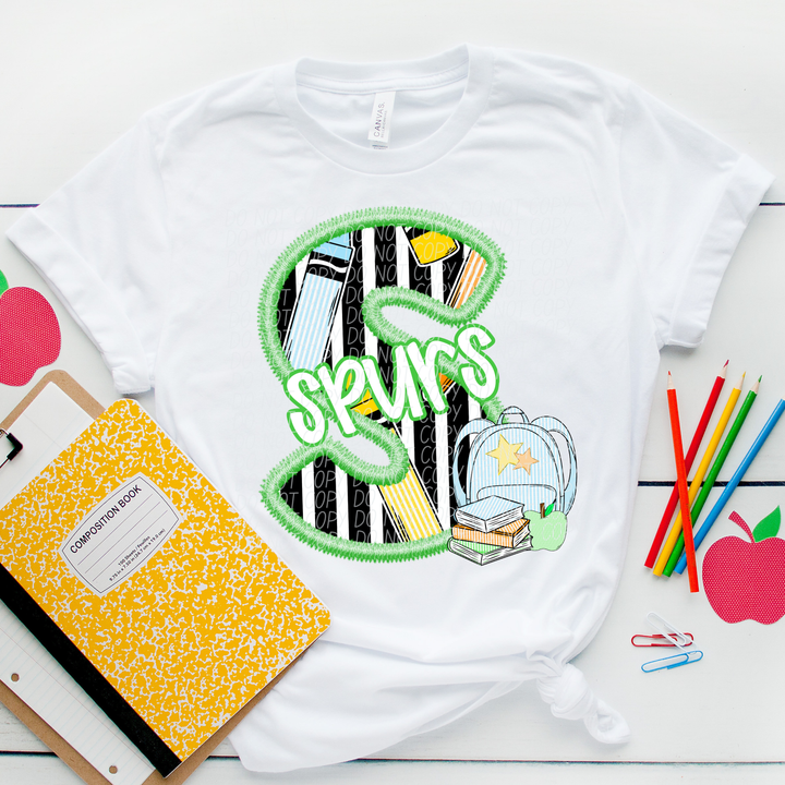 Green Letter Back to School Mascots DTF Print