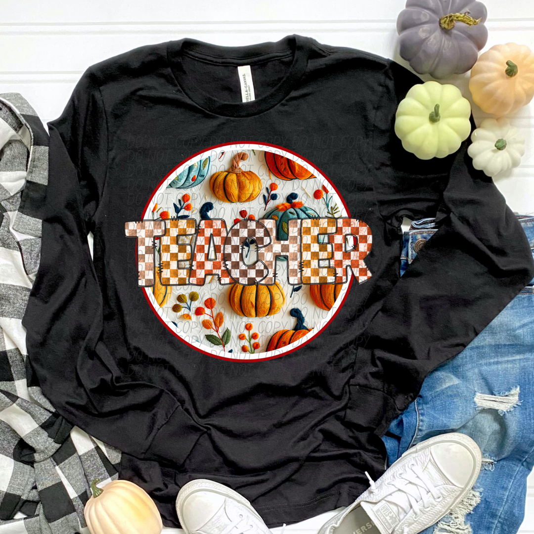 Teacher Fall Checks DTF Print