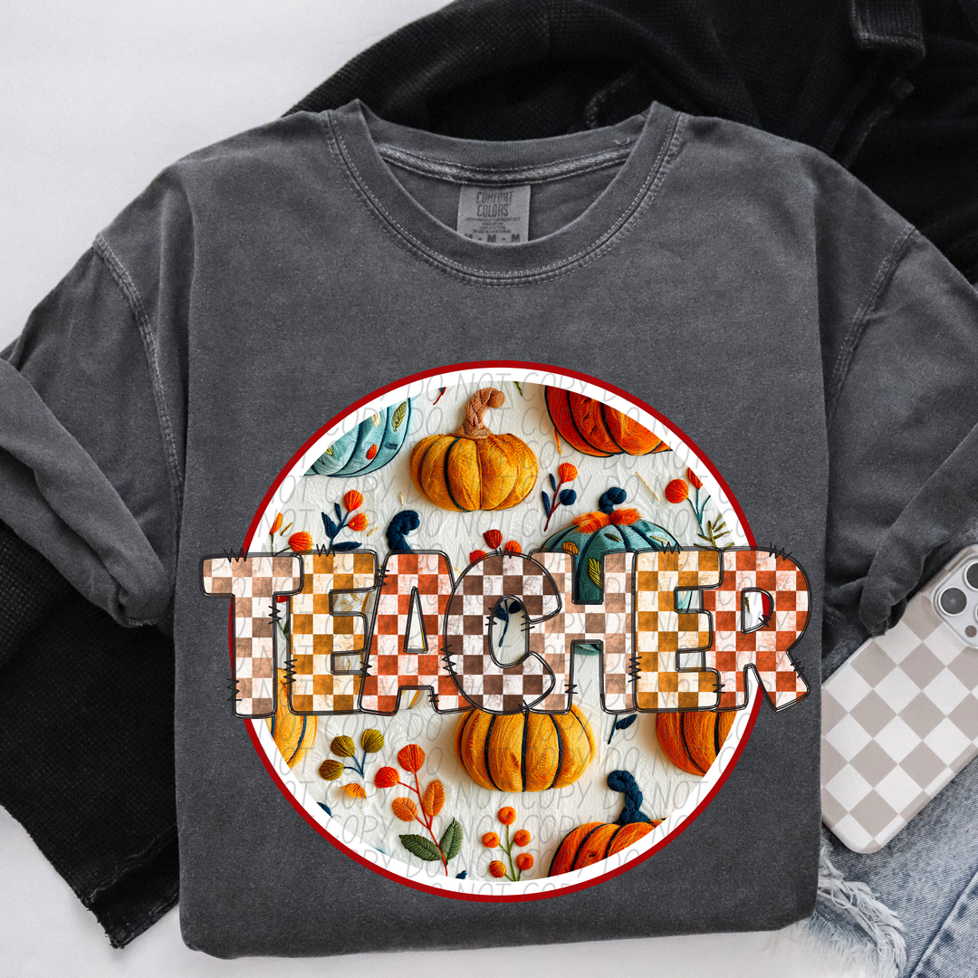 Teacher Fall Checks DTF Print