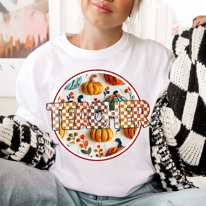Teacher Fall Checks DTF Print
