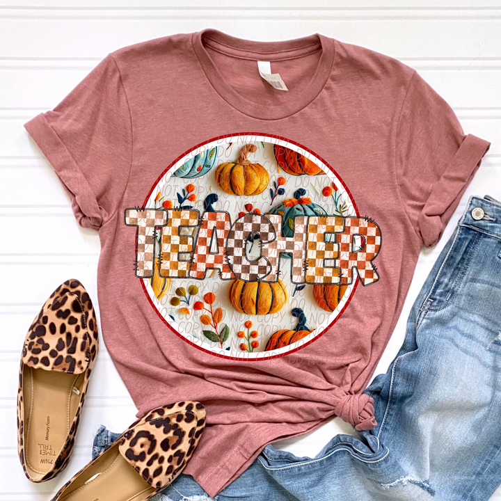 Teacher Fall Checks DTF Print