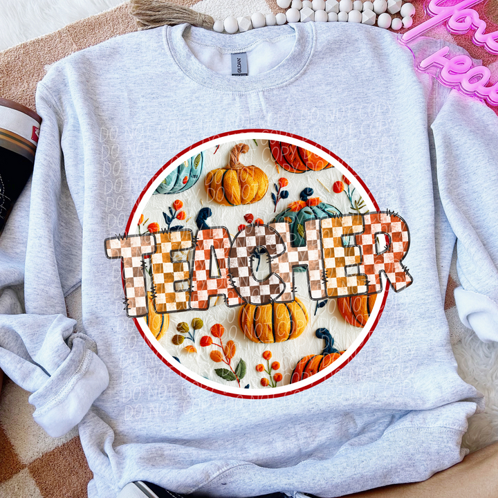 Teacher Fall Checks DTF Print