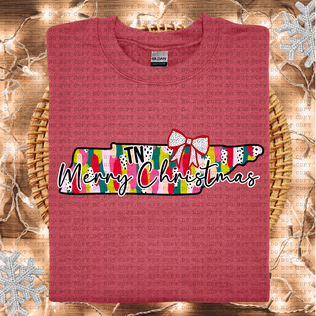 Messy Paint States Merry Christmas DTF Print