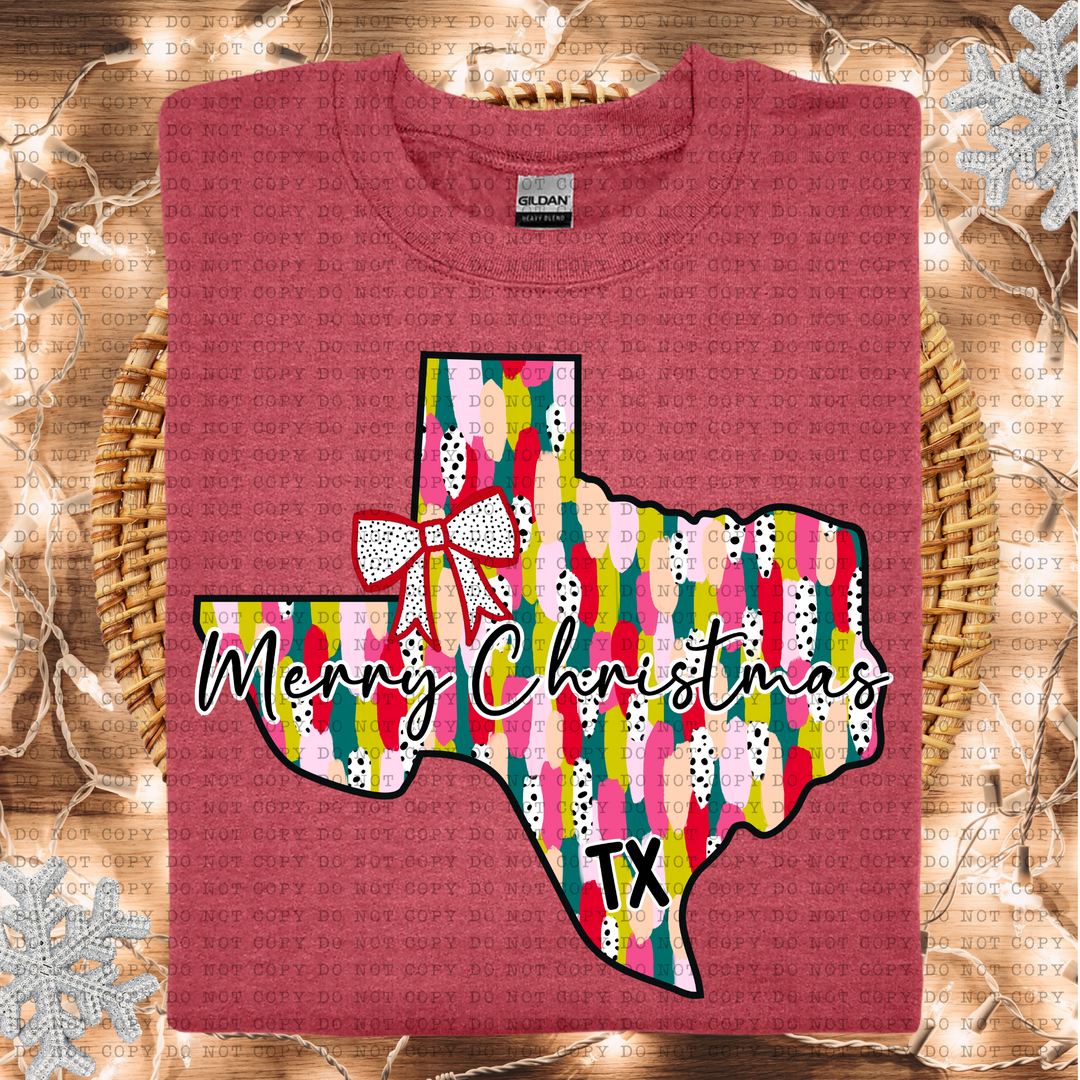 Messy Paint States Merry Christmas DTF Print