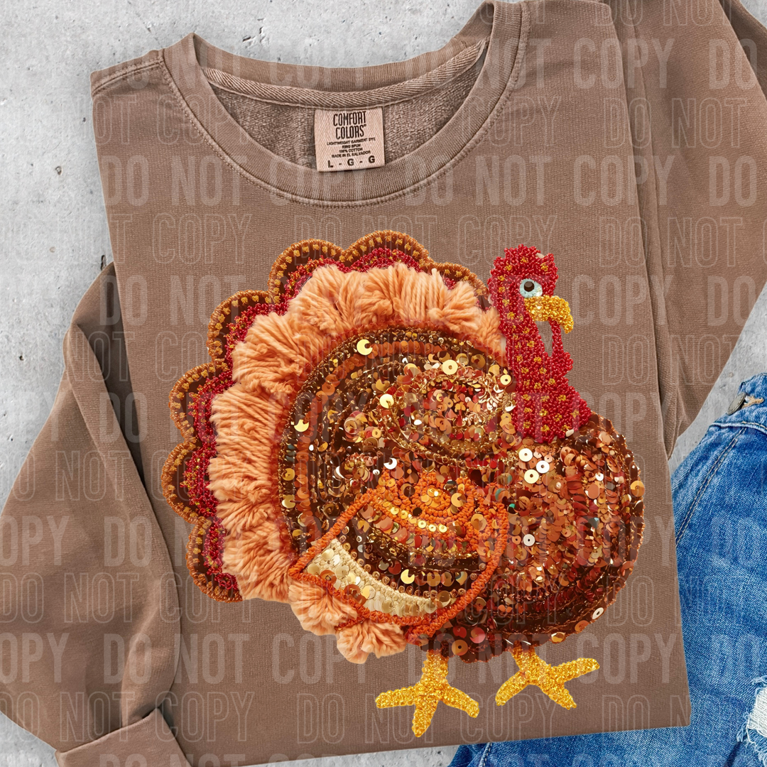 Thanksgiving Turkey Sequin DTF Print