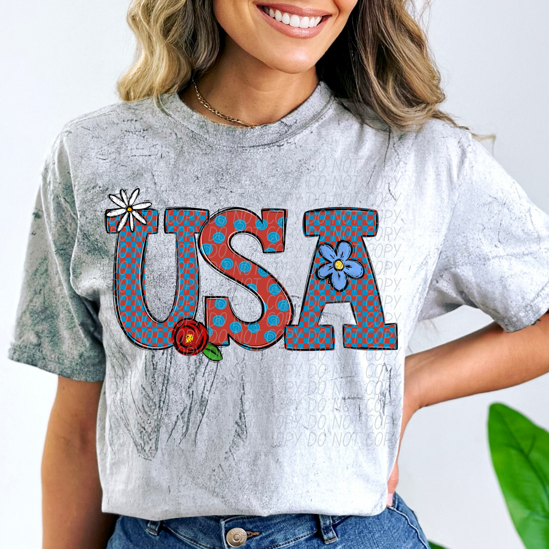 USA Floral DTF Print