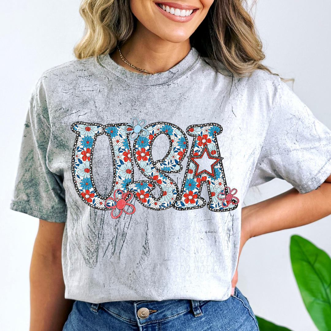 USA Flowers DTF Print