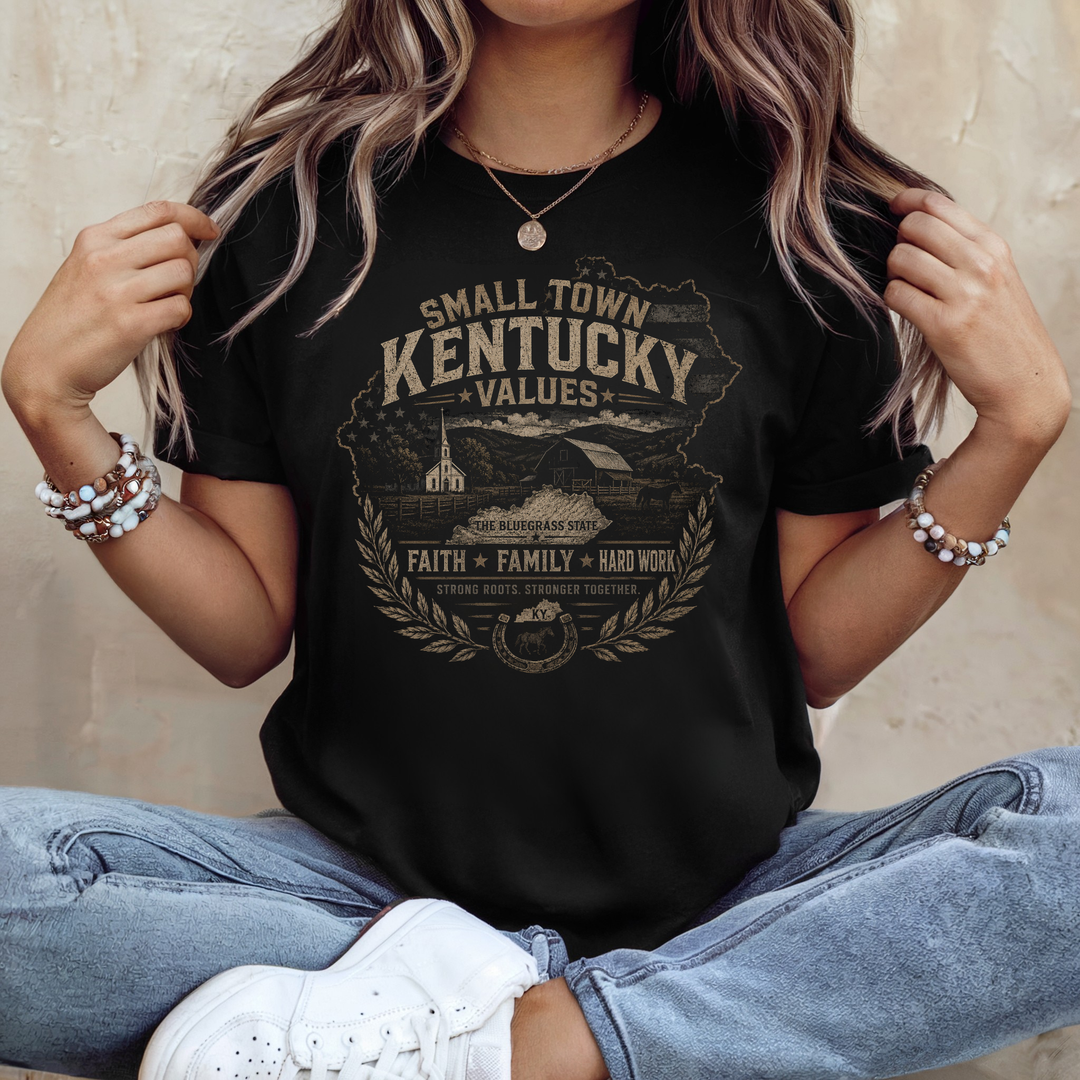 Small Town Kentucky Values Printed Tee
