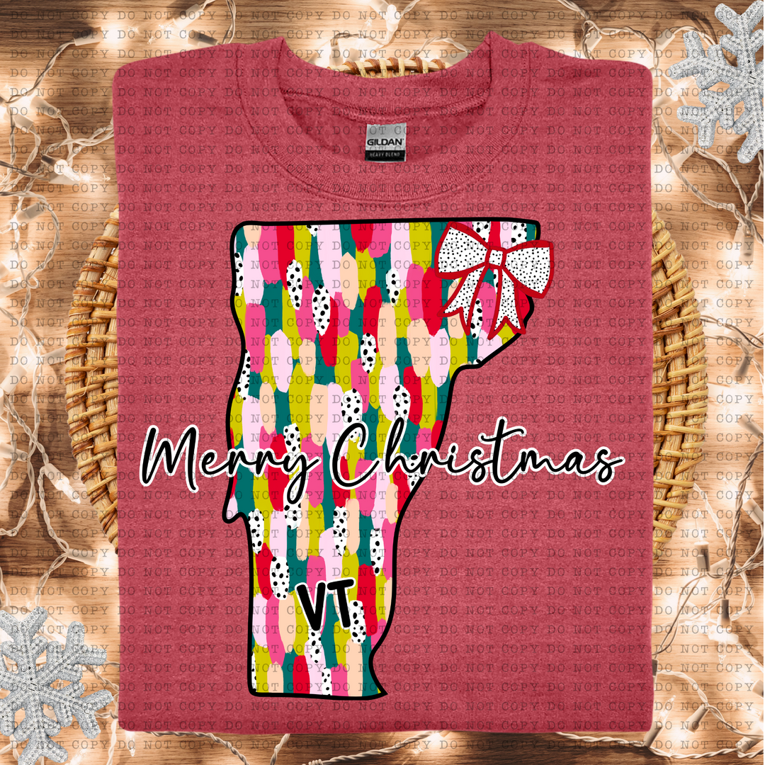 Messy Paint States Merry Christmas DTF Print