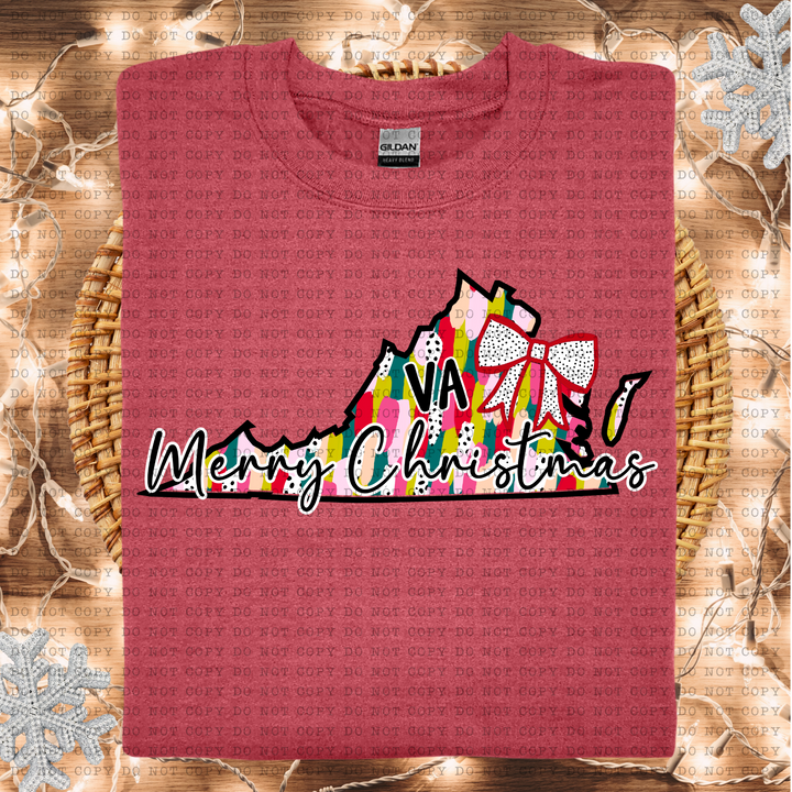 Messy Paint States Merry Christmas DTF Print