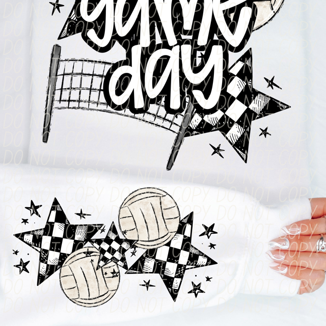 Game Day Sports Checkered Stars SLEEVE DTF Print