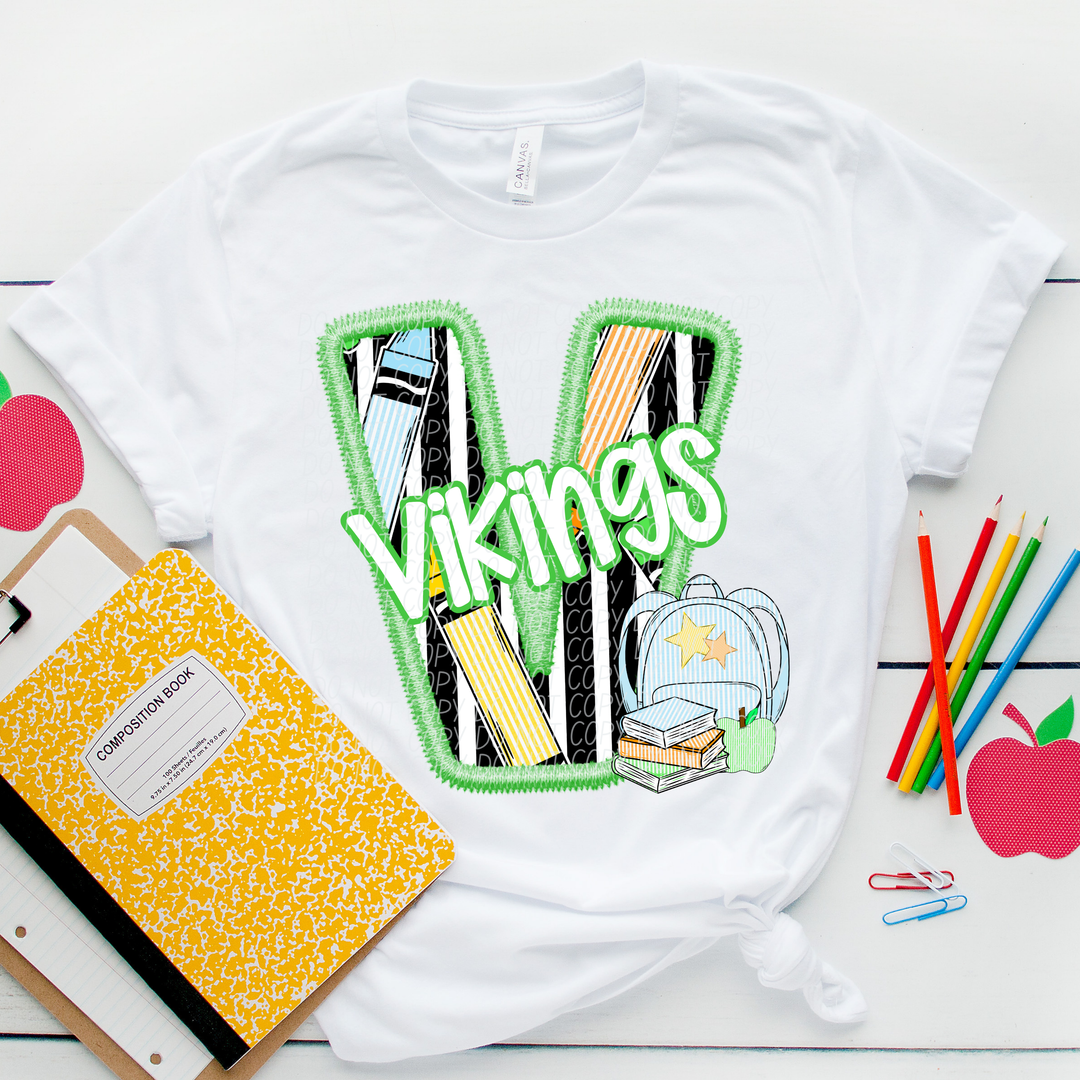 Green Letter Back to School Mascots DTF Print