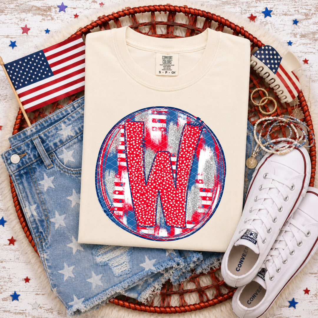Patriotic Brush Strokes Letter Collection DTF Print