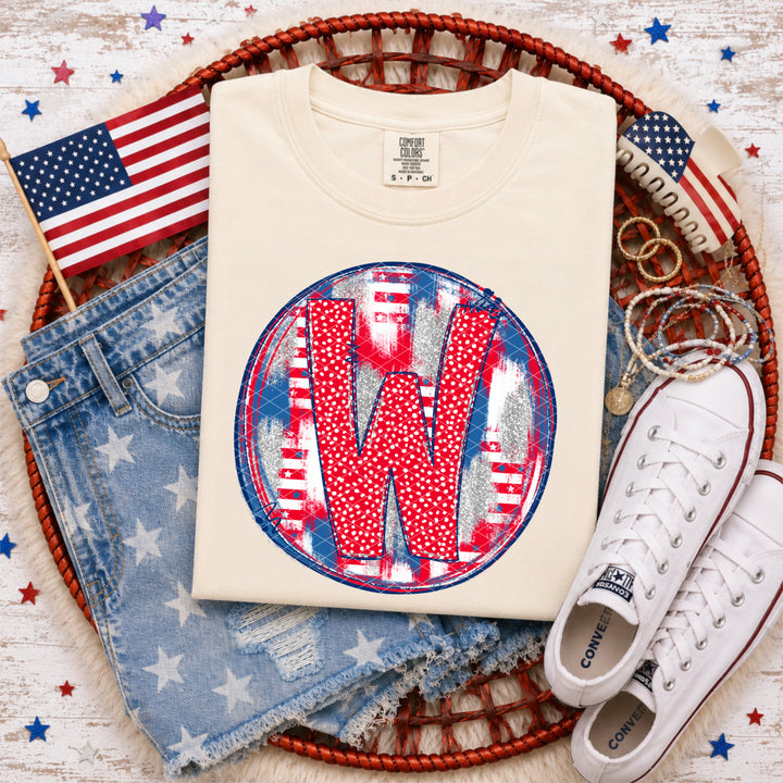 Patriotic Brush Strokes Letter Collection DTF Print