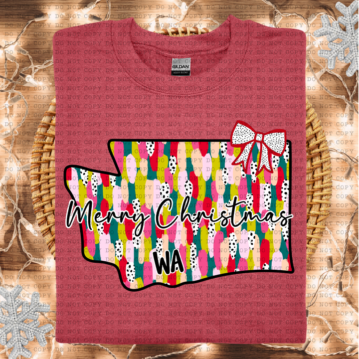 Messy Paint States Merry Christmas DTF Print