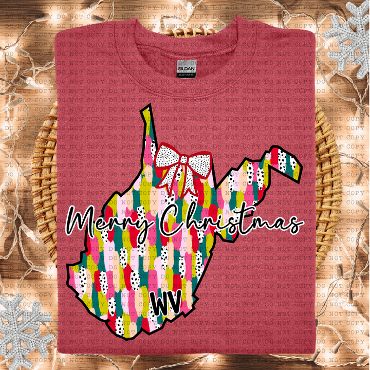 Messy Paint States Merry Christmas DTF Print