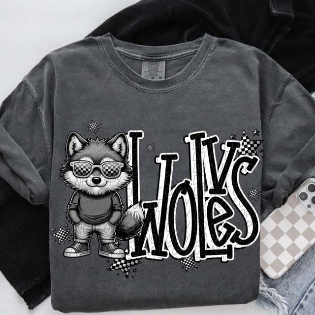 Black and White Mascots DTF Print