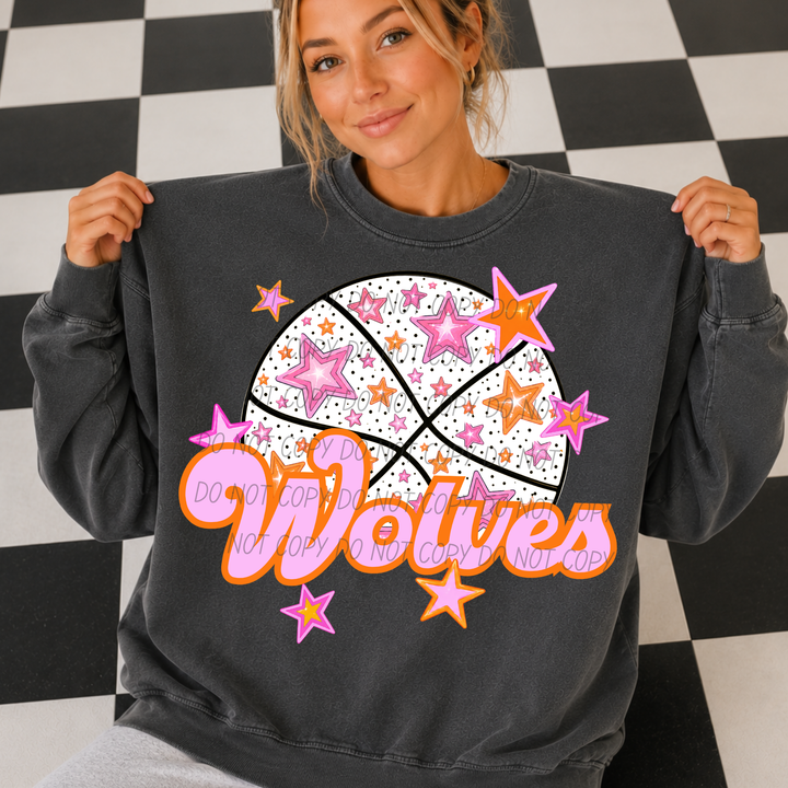 Pink Basketball Mascots DTF Print