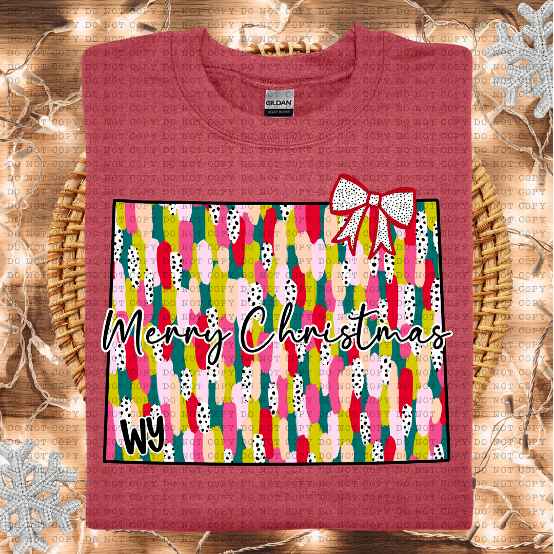 Messy Paint States Merry Christmas DTF Print