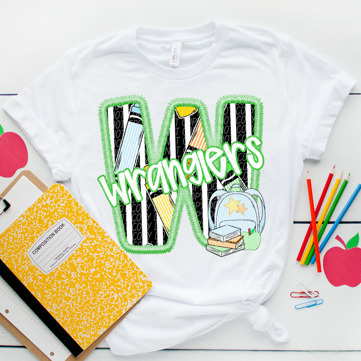 Green Letter Back to School Mascots DTF Print