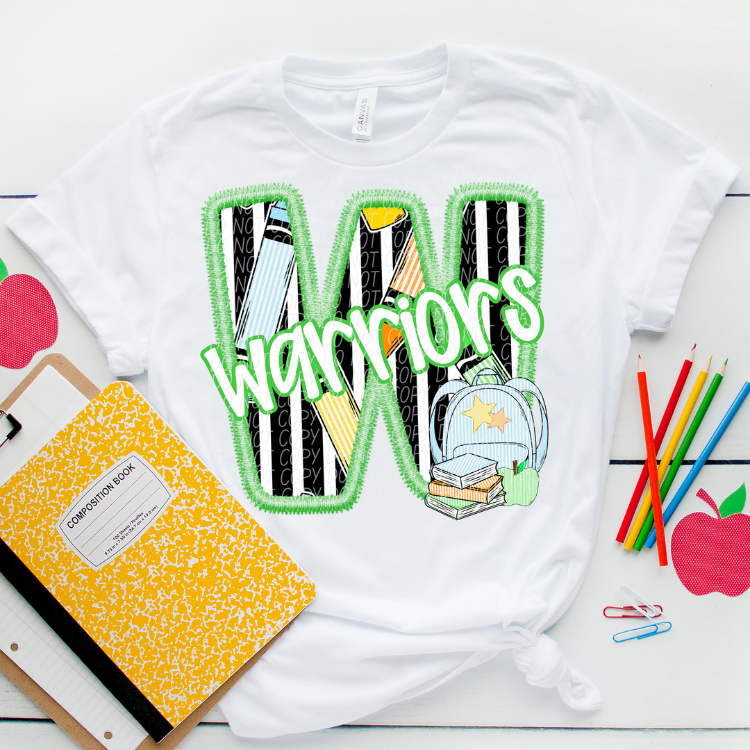Green Letter Back to School Mascots DTF Print