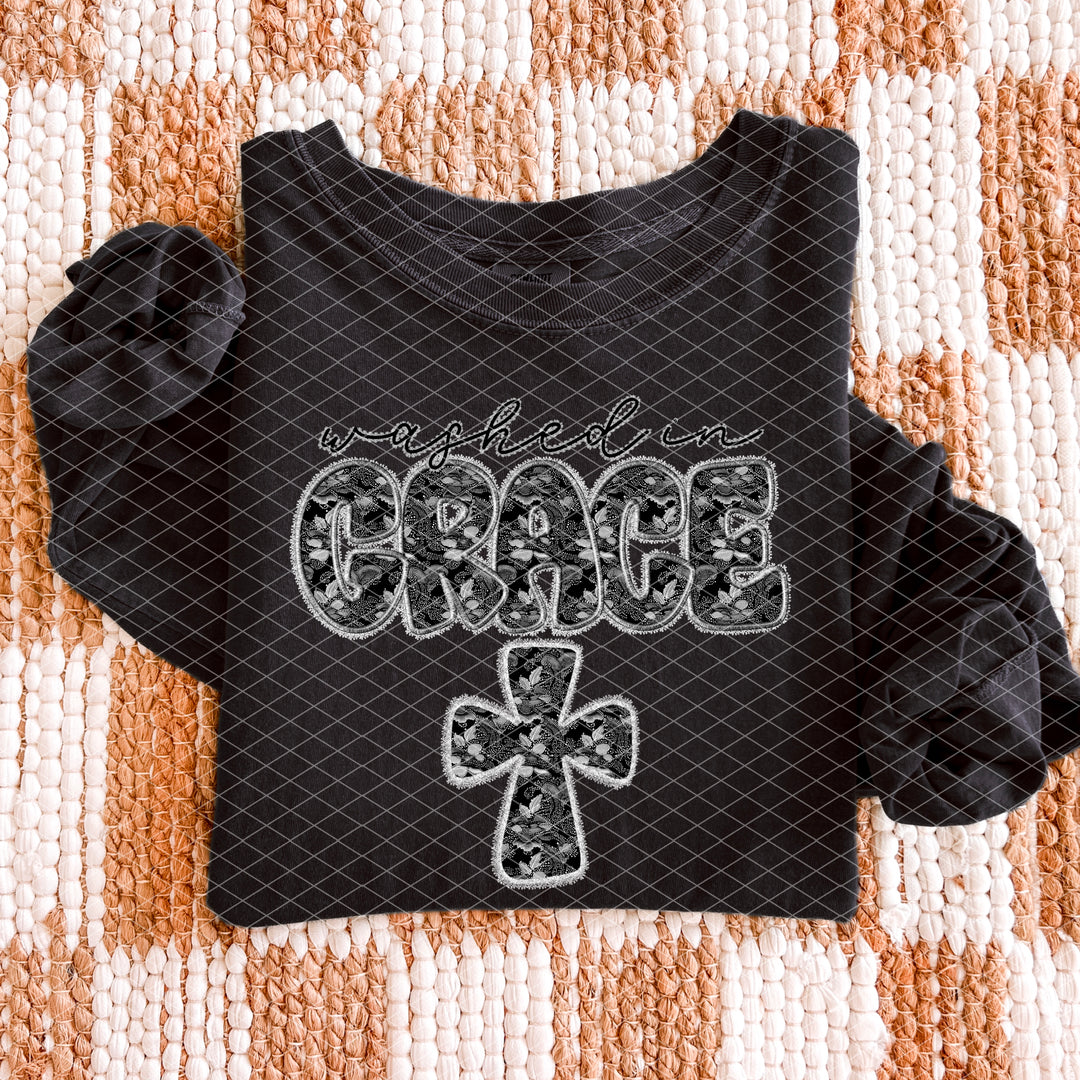 Washed In Grace With Cross DTF Print