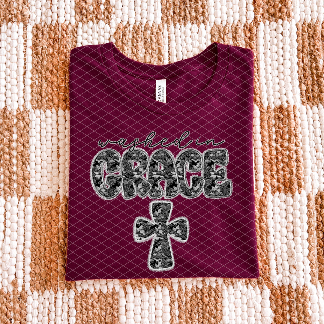 Washed In Grace With Cross DTF Print