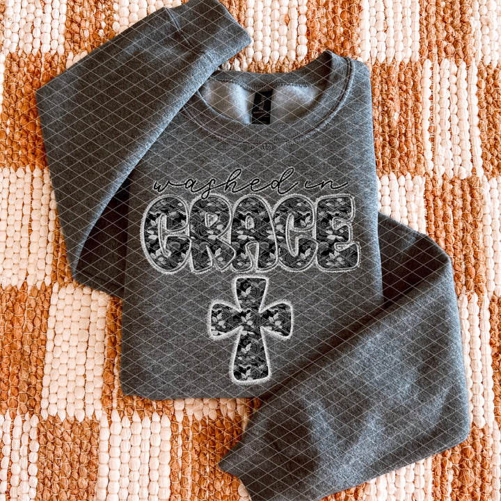 Washed In Grace With Cross DTF Print