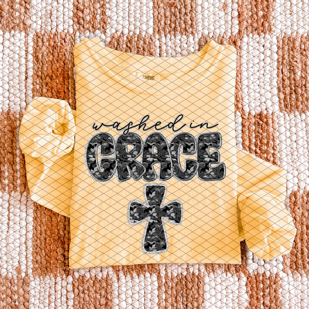 Washed In Grace With Cross DTF Print