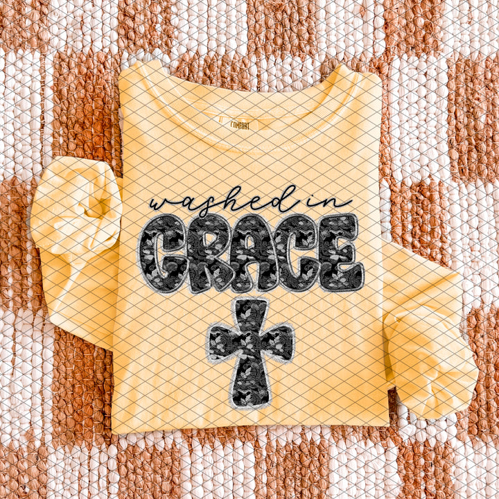 Washed In Grace With Cross DTF Print