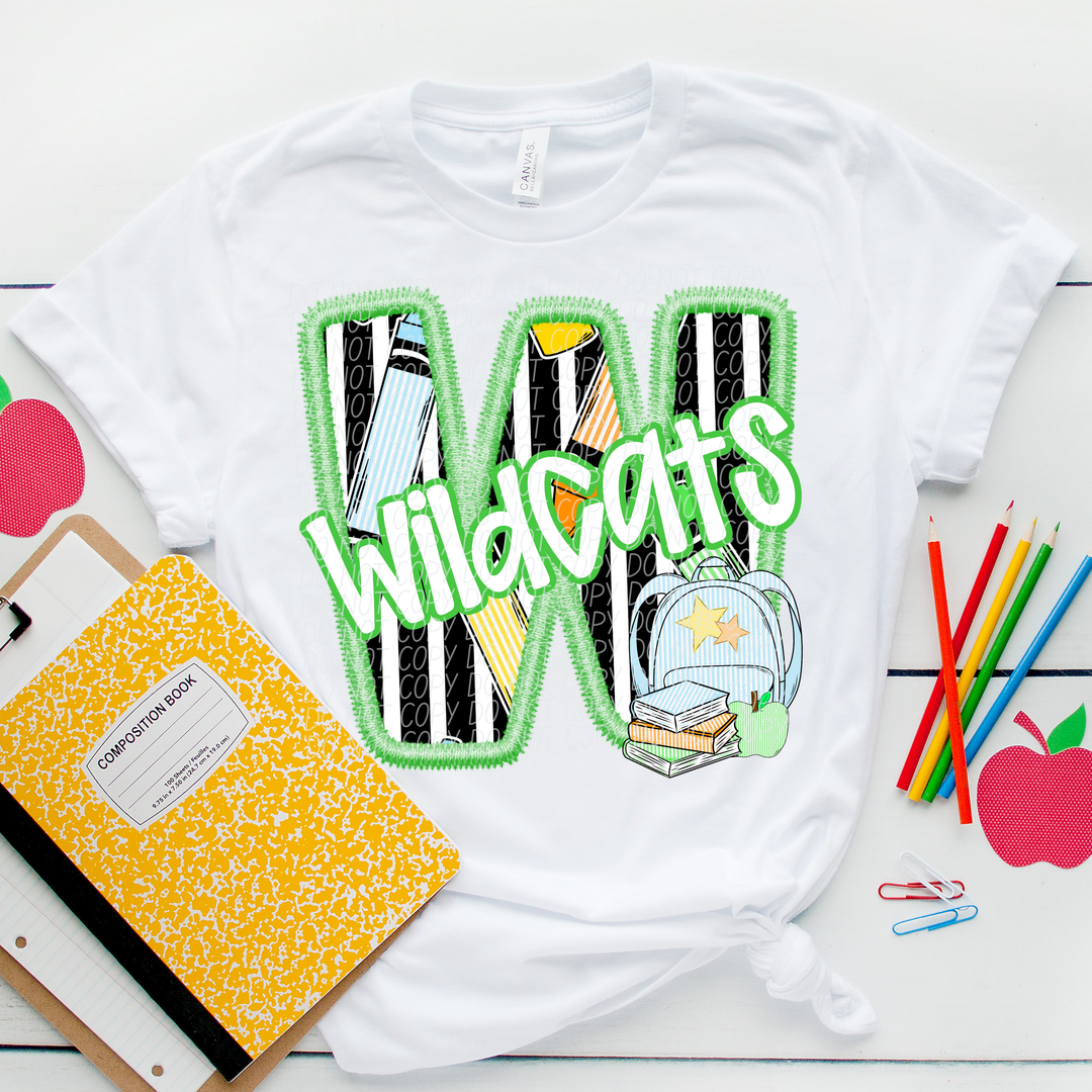 Green Letter Back to School Mascots DTF Print
