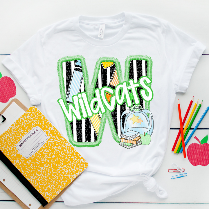 Green Letter Back to School Mascots DTF Print