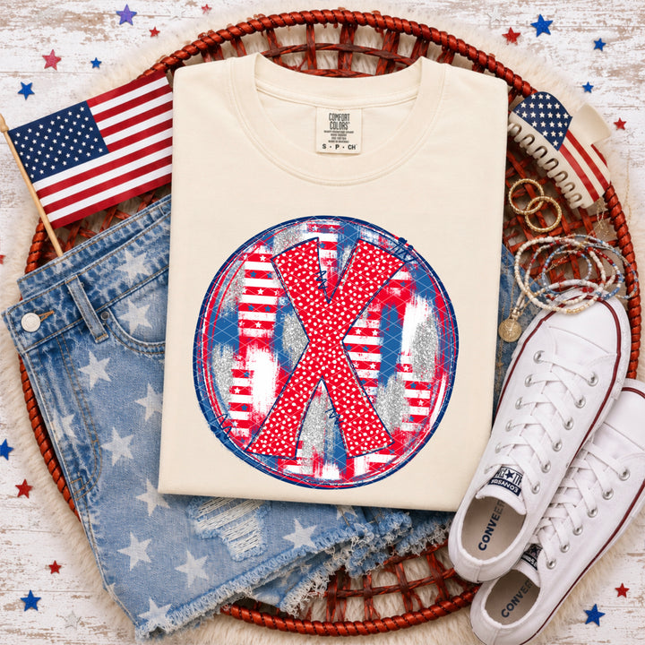 Patriotic Brush Strokes Letter Collection DTF Print