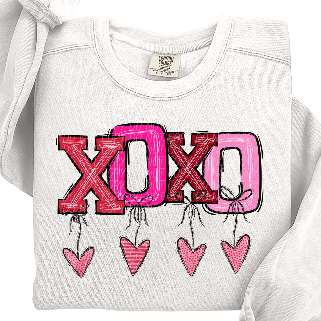 XOXO Dangle Hearts DTF Print
