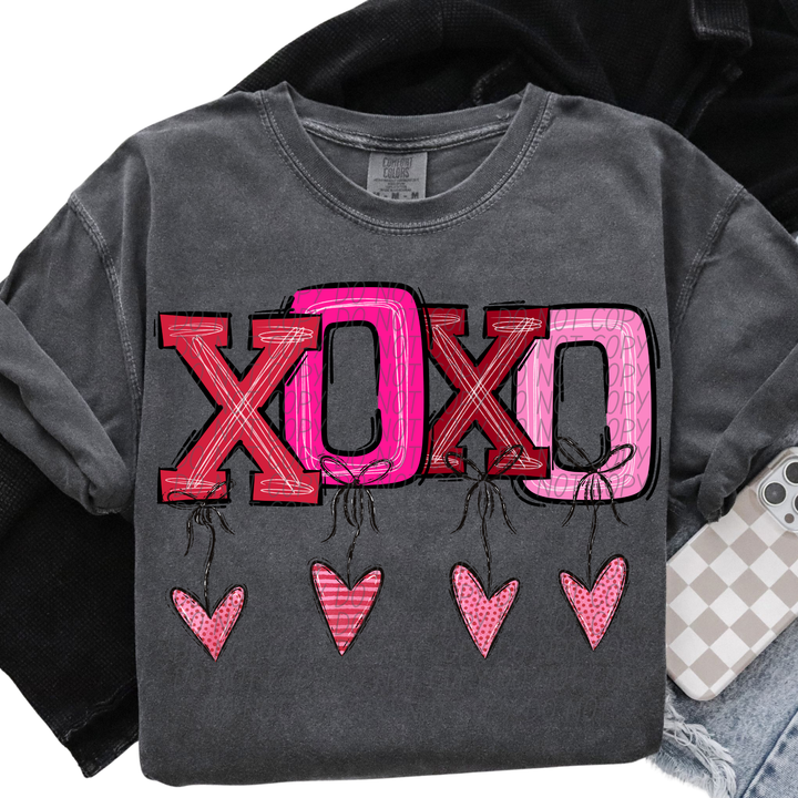 XOXO Dangle Hearts DTF Print