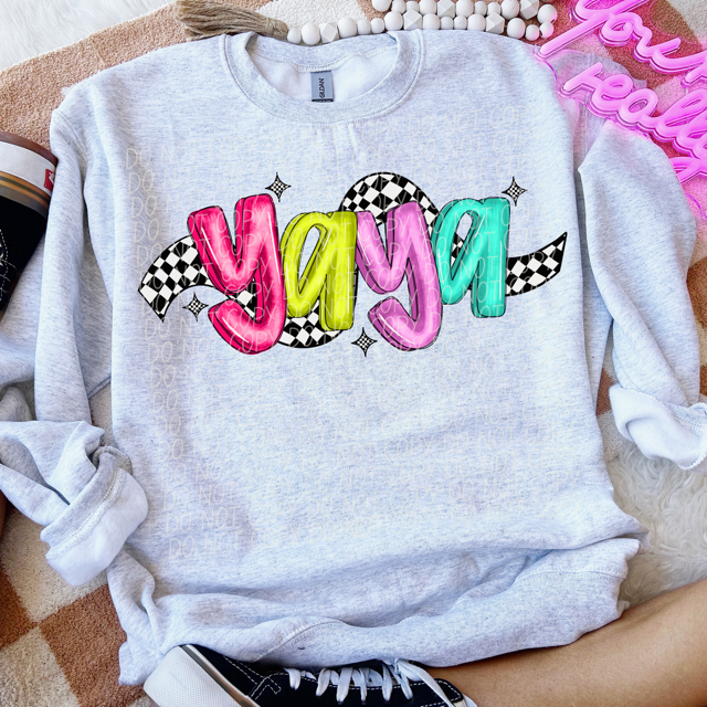 Bright Checkered Names DTF Print