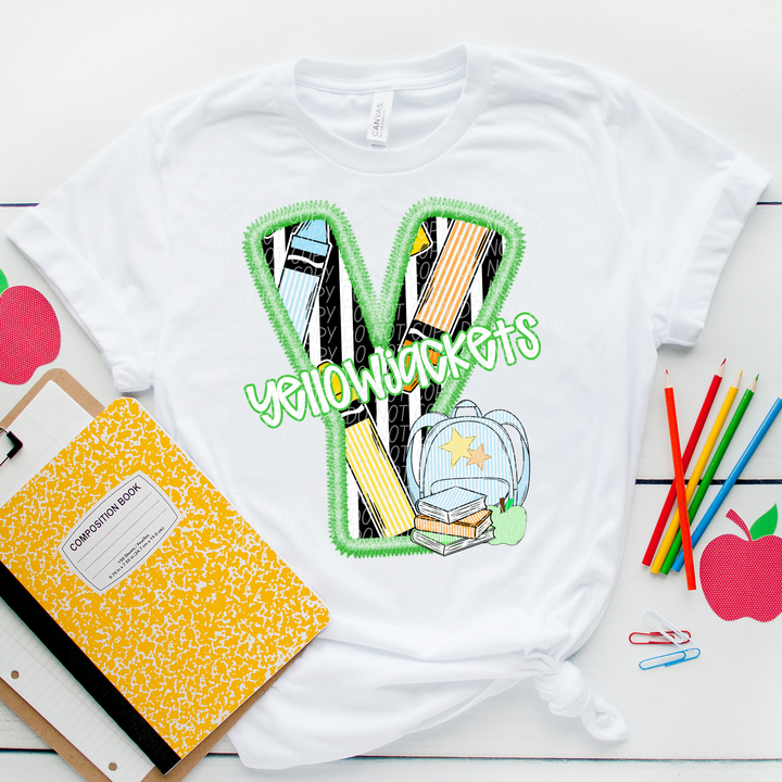 Green Letter Back to School Mascots DTF Print