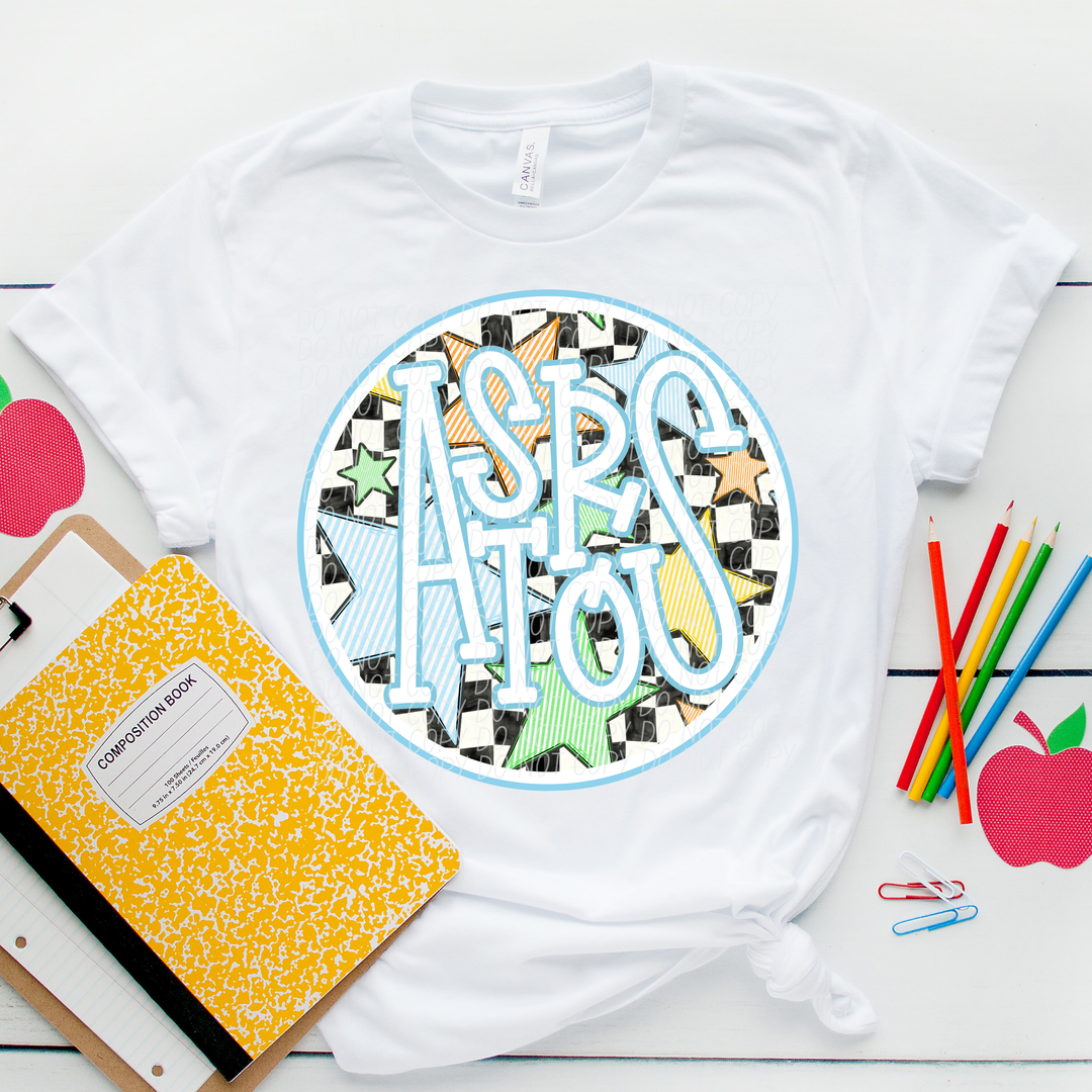 Blue Seersucker Mascots Youth DTF Print