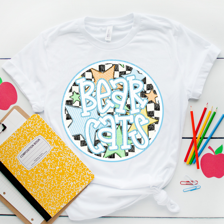 Blue Seersucker Mascots Youth DTF Print