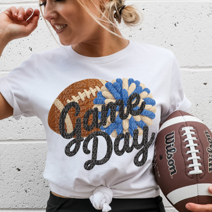 Football Game Day Pompom Faux Knit DTF Print
