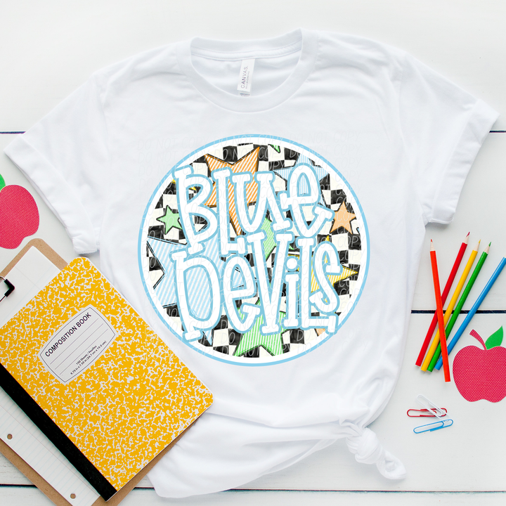 Blue Seersucker Mascots Youth DTF Print