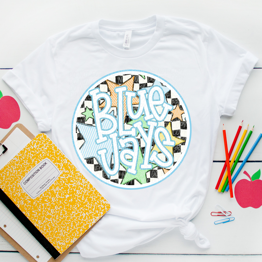 Blue Seersucker Mascots Youth DTF Print