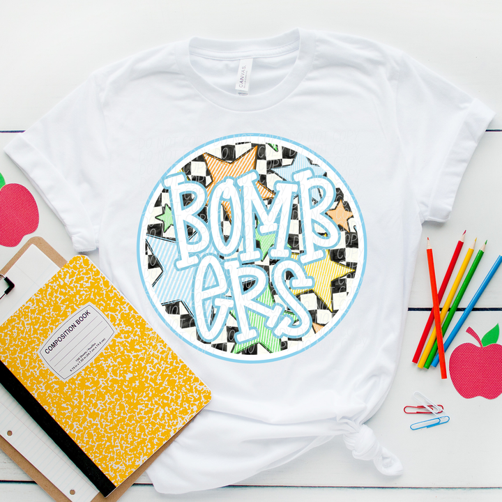 Blue Seersucker Mascots Youth DTF Print