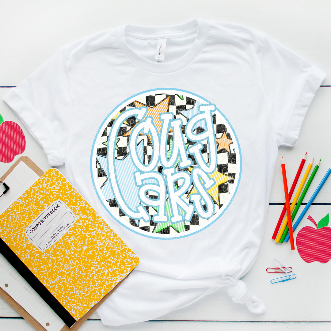 Blue Seersucker Mascots Youth DTF Print