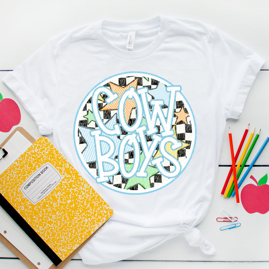 Blue Seersucker Mascots Youth DTF Print