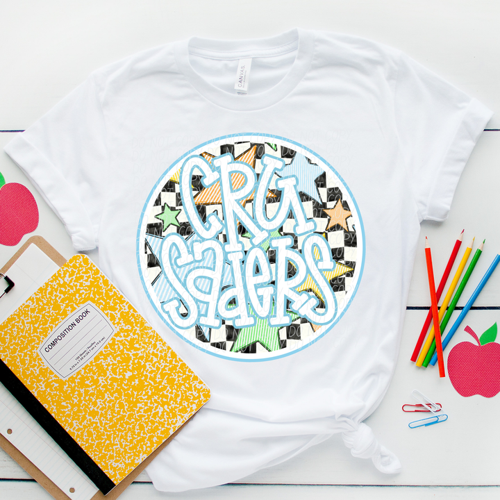 Blue Seersucker Mascots Youth DTF Print