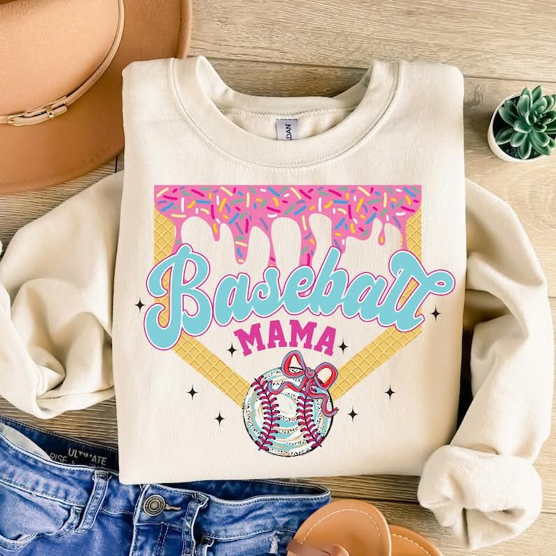 Baseball Mama GILDAN SAND Sweatshirt